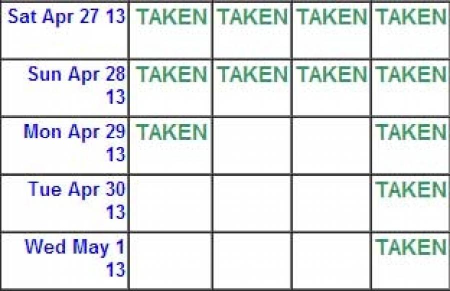 Availability Calendars